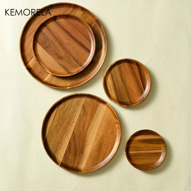 Sarsoo Wooden Round Plates
