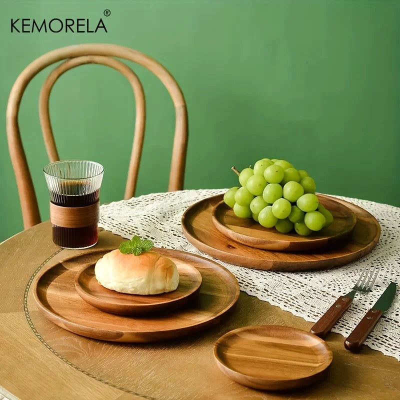 Sarsoo Wooden Round Plates