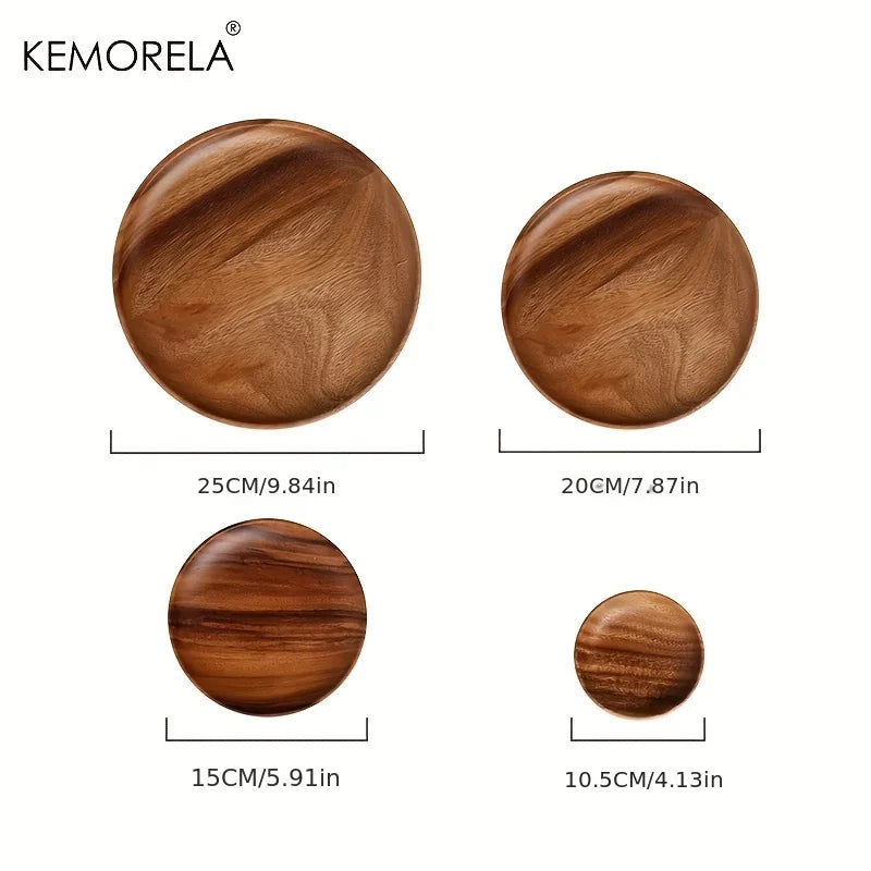 Sarsoo Wooden Round Plates