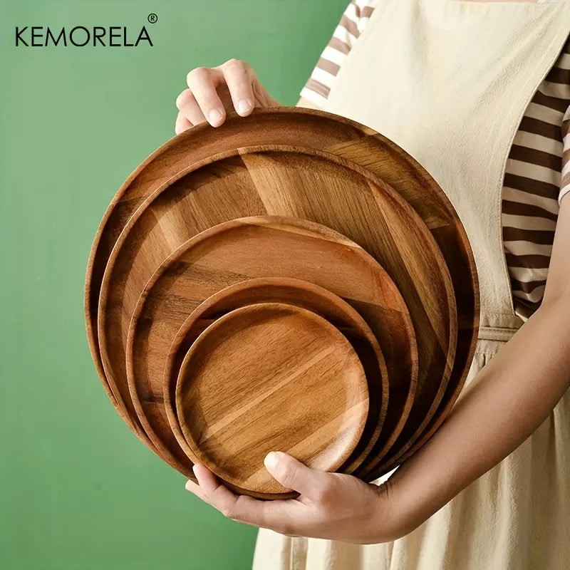 Sarsoo Wooden Round Plates