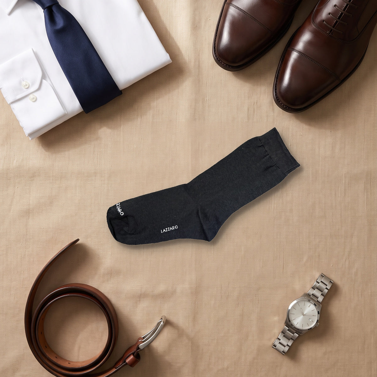 Black Lazzaro long sock with a suit