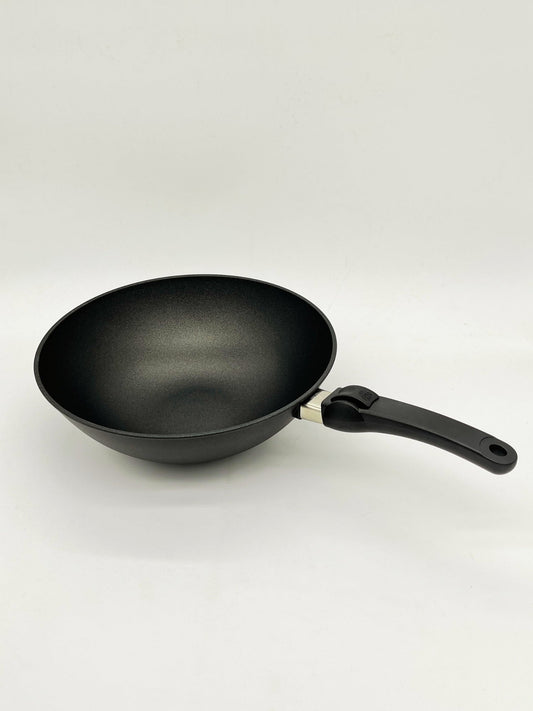 SKK German Titanium Wok 32cm - angled view with SKK handle